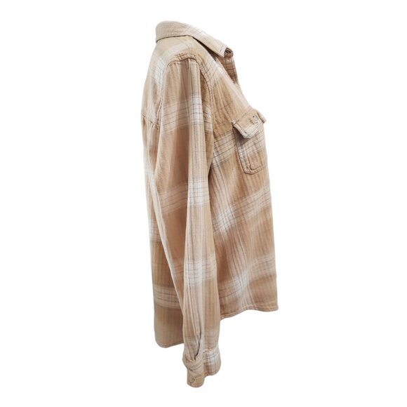 Womens Upcycled Distressed Flannel with "Rockin Xmas Tree" Embroidered Patch XL - Picture 4 of 9